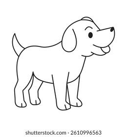 Line Art Illustration of a Dog in a Standing Pose Isolated