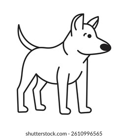 Line Art Illustration of a Dog in a Standing Pose Isolated