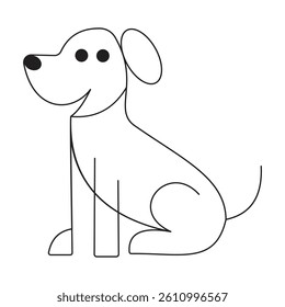 Line Art Illustration of a Dog in a Standing Pose Isolated