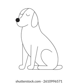 Line Art Illustration of a Dog in a Standing Pose Isolated