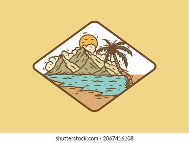 Line Art Illustration Drawing Beach Design Stock Vector (Royalty Free ...