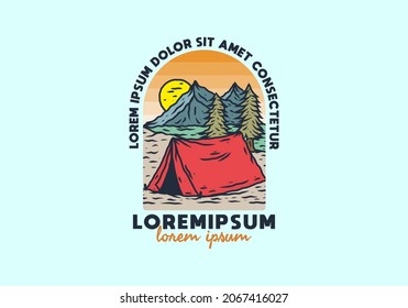 Line art illustration drawing of camping design