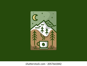 Line art illustration drawing of coffee cup design