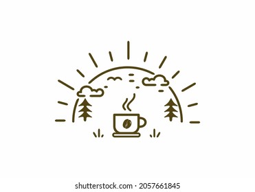 Line art illustration drawing of coffee cup design