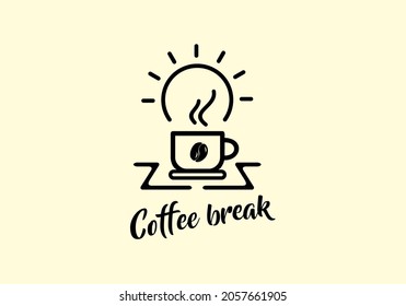 Line art illustration drawing of coffee cup design