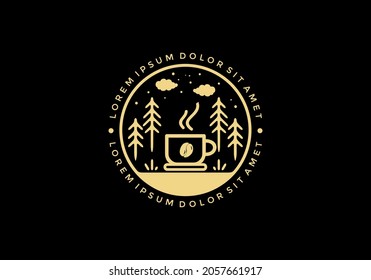Line art illustration drawing of coffee cup design