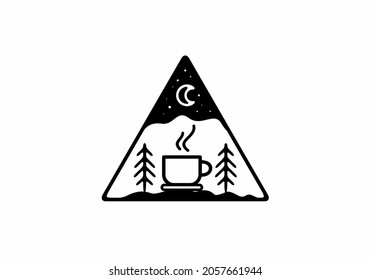 Line art illustration drawing of coffee cup design