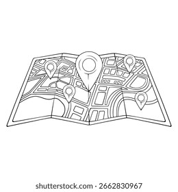line art illustration drawing of a map location pointer