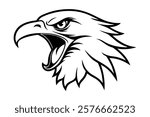 Line art illustration of a eagle face screaming