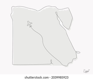 Line Art Illustration of Egypt Map perfect for Logo, Social Media Template, Banner, and T-Shirt
