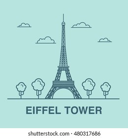 Line art illustration of Eiffel Tower