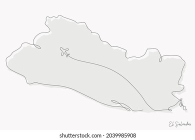 Line Art Illustration of El Salvador Map perfect for Logo, Social Media Template, Banner, and T-Shirt
