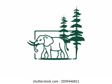 Line art illustration of elephant design