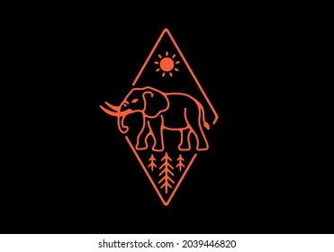 Line art illustration of elephant design