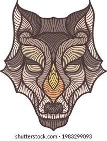 Line Art Illustration of a Face of a Wolf