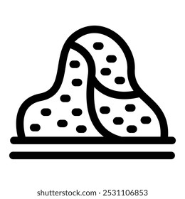 Line art illustration featuring a peanut with a textured surface, emphasizing simplicity and visual clarity