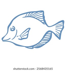 Line Art Illustration of Fish. Vector Graphic.