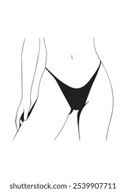 line art illustration of a fit lady wearing black panties