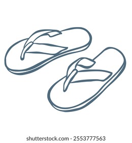 Line Art Illustration of Flip Flop. Vector Graphic.