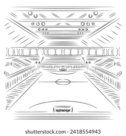 line art illustration of futsal stadium