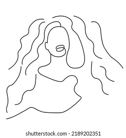 Line art illustration of a girl on a white background