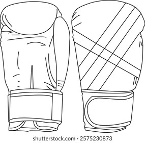 the line art illustration of the gloves for sport called boxing