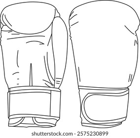 the line art illustration of the gloves for sport called boxing