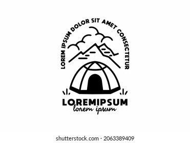 Line art illustration graphic of camping design