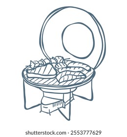 Line Art Illustration of Grill Vector Graphic.