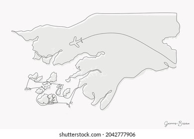 Line Art Illustration of Guinea-Bissau Map perfect for Logo, Social Media Template, Banner, and T-Shirt