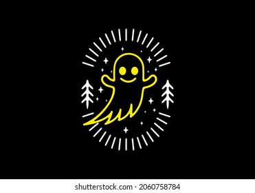 Line art illustration of halloween ghost design