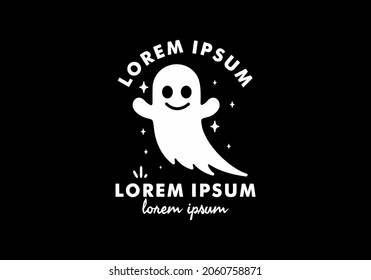 Line art illustration of halloween ghost design