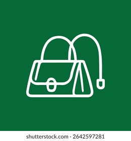 Line art illustration of a handbag on a green background Minimalist style fashion accessory design