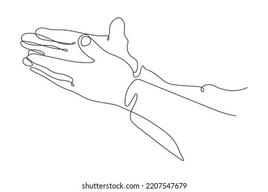 Line art illustration of Hands. Hands Clapping, concept of Applause and acclaim. One endless Line. Vector illustration.