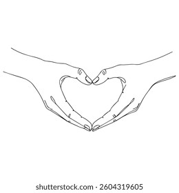 A Line Art Illustration of Hands Forming a Heart Shape