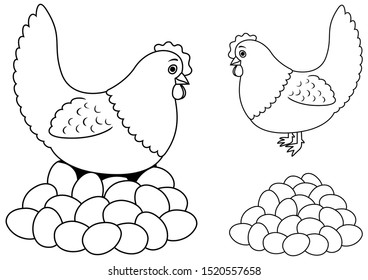 Coloring Book Vector Illustration Cartoon Chicken Stock Vector (Royalty ...