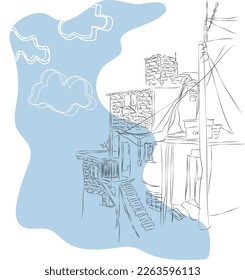 Line art. illustration of house with a line art style