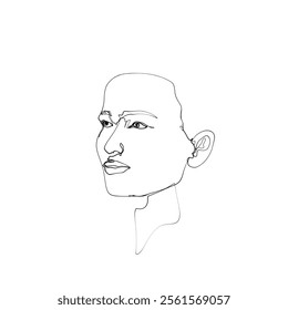 line art illustration of human face on white background