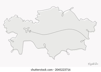 Line Art Illustration of Kazakhstan Map perfect for Logo, Social Media Template, Banner, and T-Shirt