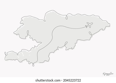 Line Art Illustration of Kyrgyzstan Map perfect for Logo, Social Media Template, Banner, and T-Shirt