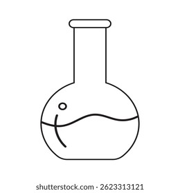 Line Art Illustration of Laboratory Flask with Liquid Inside