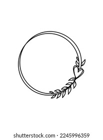 Line art illustration, Leaf and love in circle , victor file