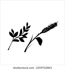 a line art illustration of a leaf stalk and weeds to be used as an ornament design