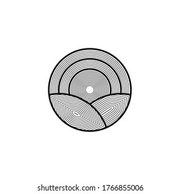 Line art illustration of leaf and sun