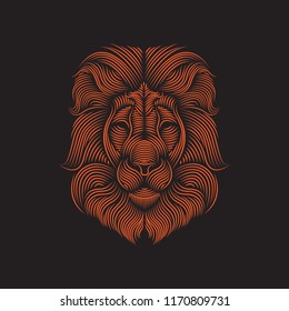 Line Art Illustration Of Lion Vector. Usable As T Shirt Design, Wallpaper, Sticker, Tattoo, Etc