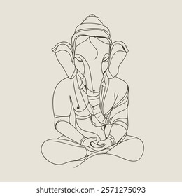 line art illustration of lord Ganesha 