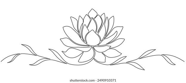 Line art illustration of the lotus flower. linear floral pattern. Vector design of a water lily. The concept of yoga
