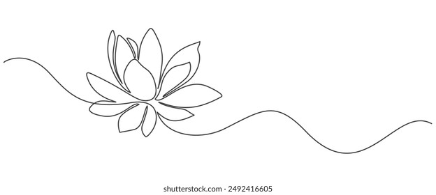 Line art illustration of the lotus flower. linear floral pattern. Vector design of a water lily. The concept of yoga