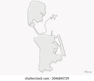 Ilustración de arte en línea del mapa de Macao perfecto para logotipos, plantillas de medios sociales, carteles y camisetas