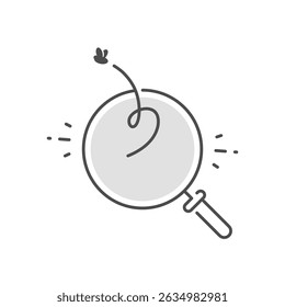 Ilustração em arte de linha de lupa com mosca voadora. nenhum resultado encontrado ou conceito de resultado de pesquisa ausente. Estilo minimalista em preto-e-branco para sites, aplicativos e telas vazias da interface do usuário
